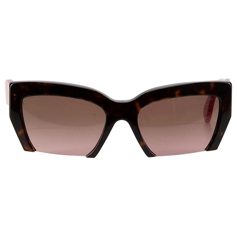 Lunettes de soleil en écaille à verres coupés Brown pour femme Miu Miu