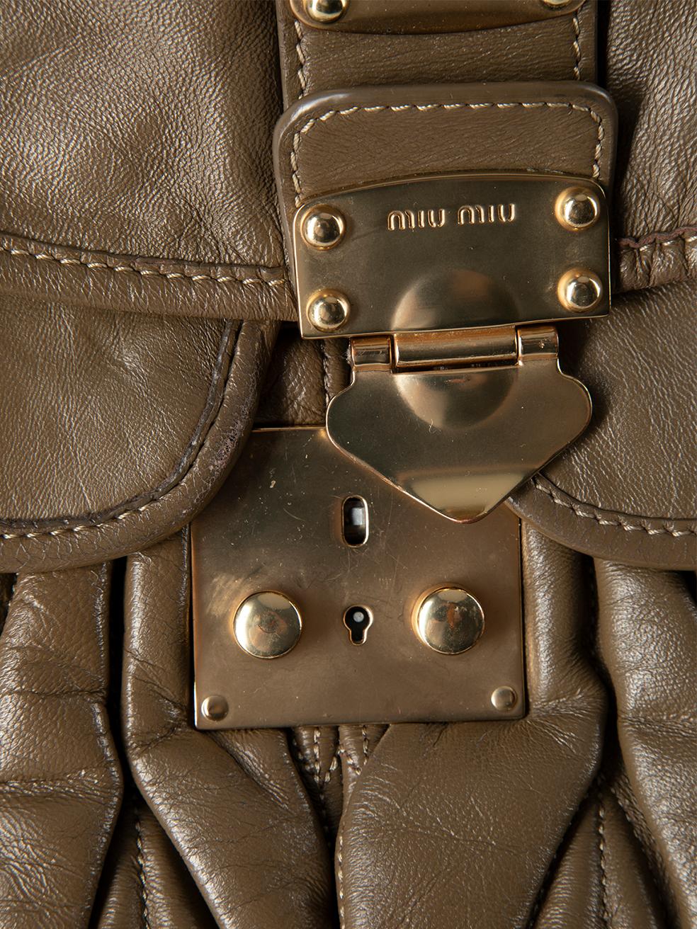 Miu Miu Women's Brown Nappa Leather Coffer Matelasse Hobo Bag For Sale 1
