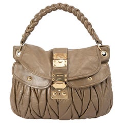 Miu Miu Women's Brown Nappa Leather Coffer Matelasse Hobo Bag