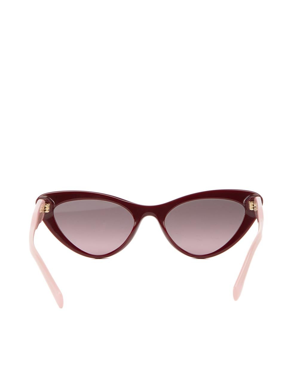 Miu Miu Women's Burgundy & Pink SMU05T Cat Eye Sunglasses In Excellent Condition In London, GB