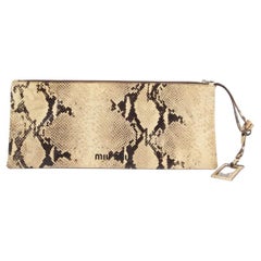 Miu Miu Women's Exotic Print Pouch Beige Leather