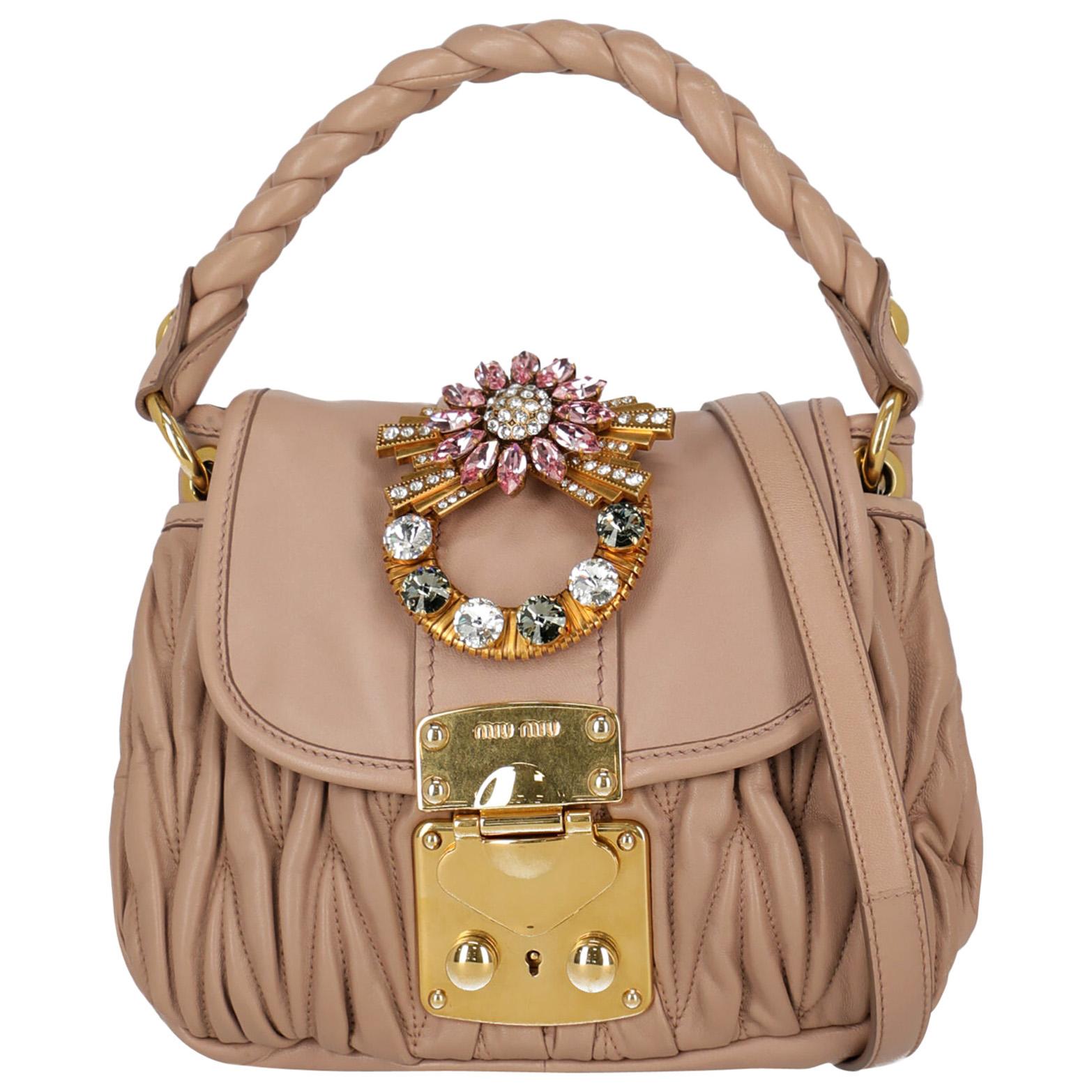 Miu Miu Women's Handbag Coffer Pink Leather For Sale