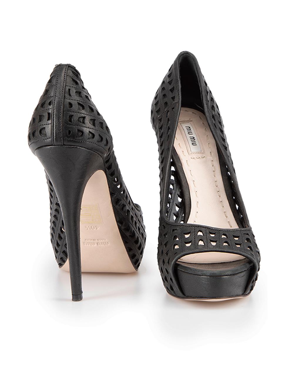 Black Miu Miu Women's Lasercut Open Toe Heels