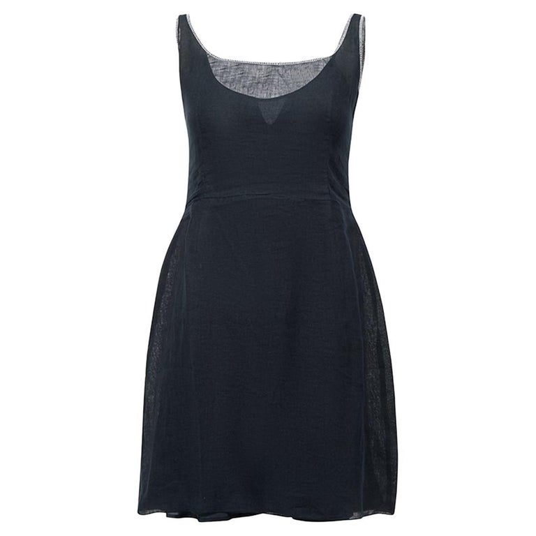 Miu Miu Women's Navy Contrast Stitching Mini Dress For Sale at 1stDibs