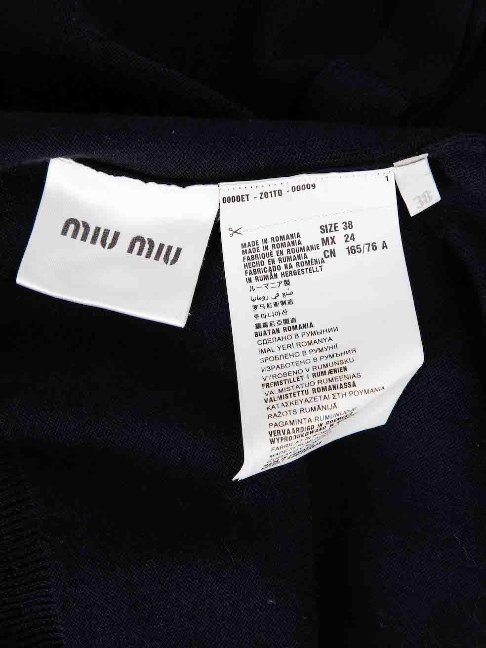 Miu Miu Women's Navy Wool Round Neck Cardigan 2
