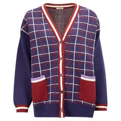 Miu Miu Women's Purple V-Neck Knitted Cardigan