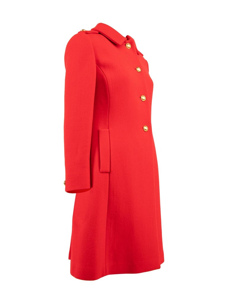 Miu Miu Women's Red Coat With Gold Buttons For Sale at 1stDibs