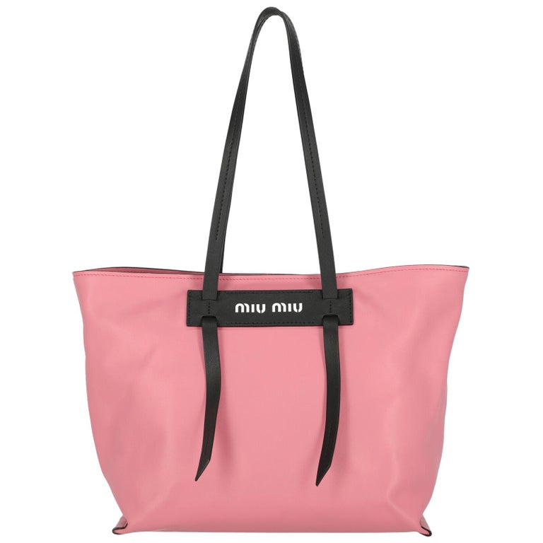 Miu Miu Women's Tote Bag Black/Pink Leather For Sale at 1stDibs