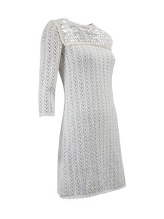 Miu Miu Women's White Crochet Long Sleeve Mini Dress
