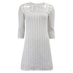 Miu Miu Women's White Crochet Long Sleeve Mini Dress