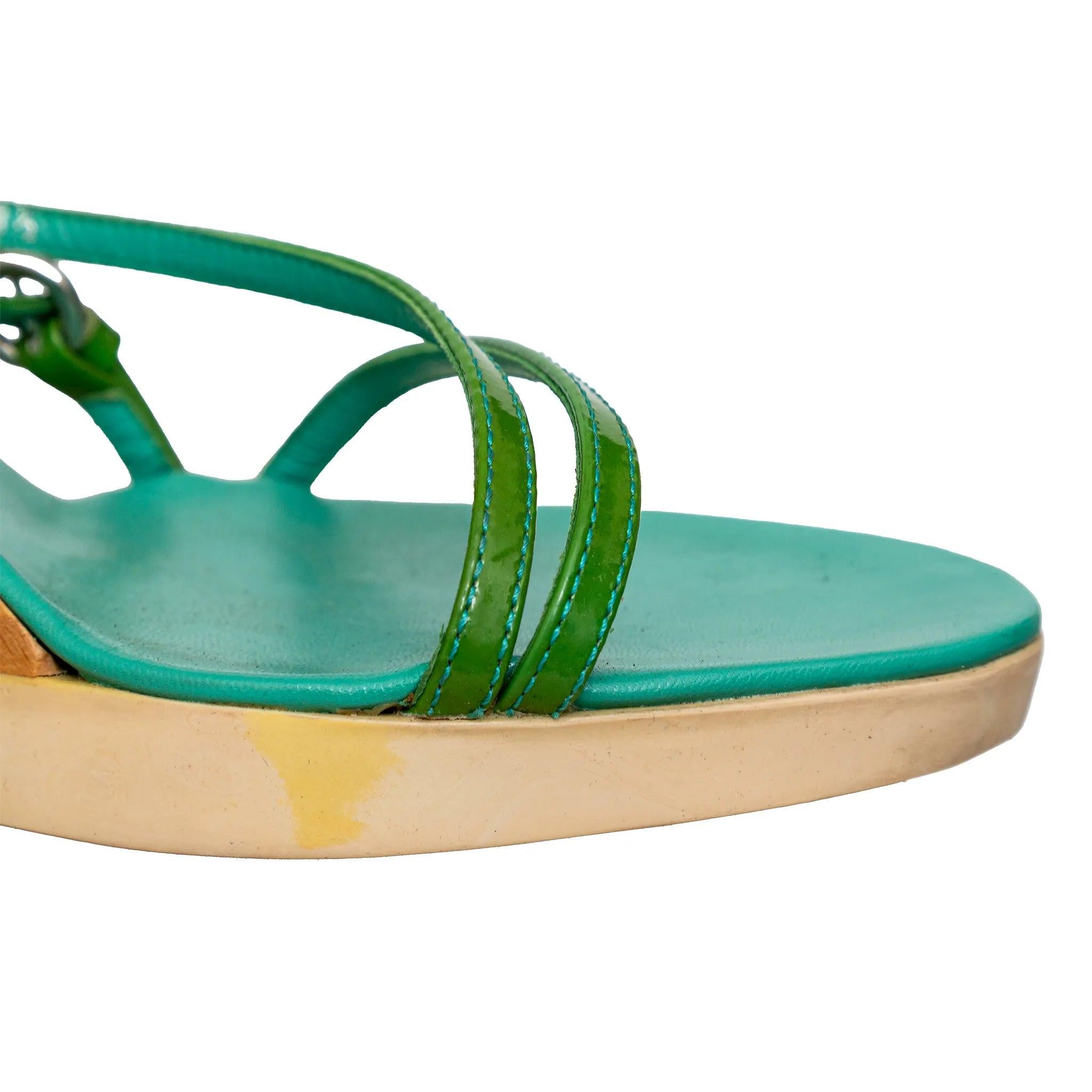 Talons à lanières en bois Miu Miu - années 00 en vente 1