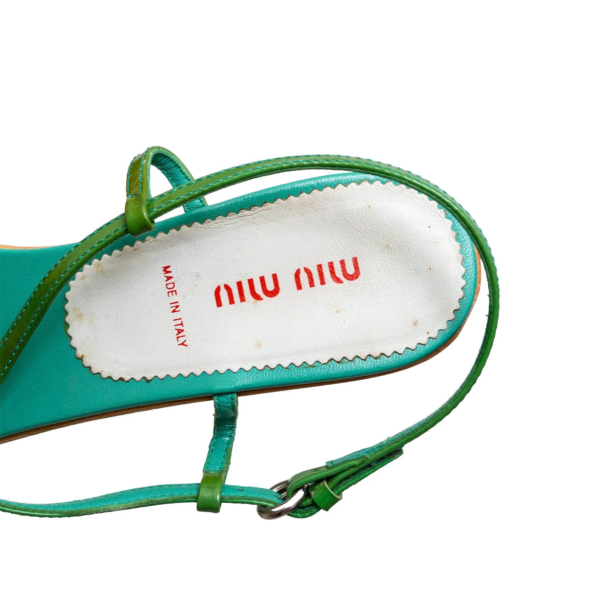 Talons à lanières en bois Miu Miu - années 00 en vente 3