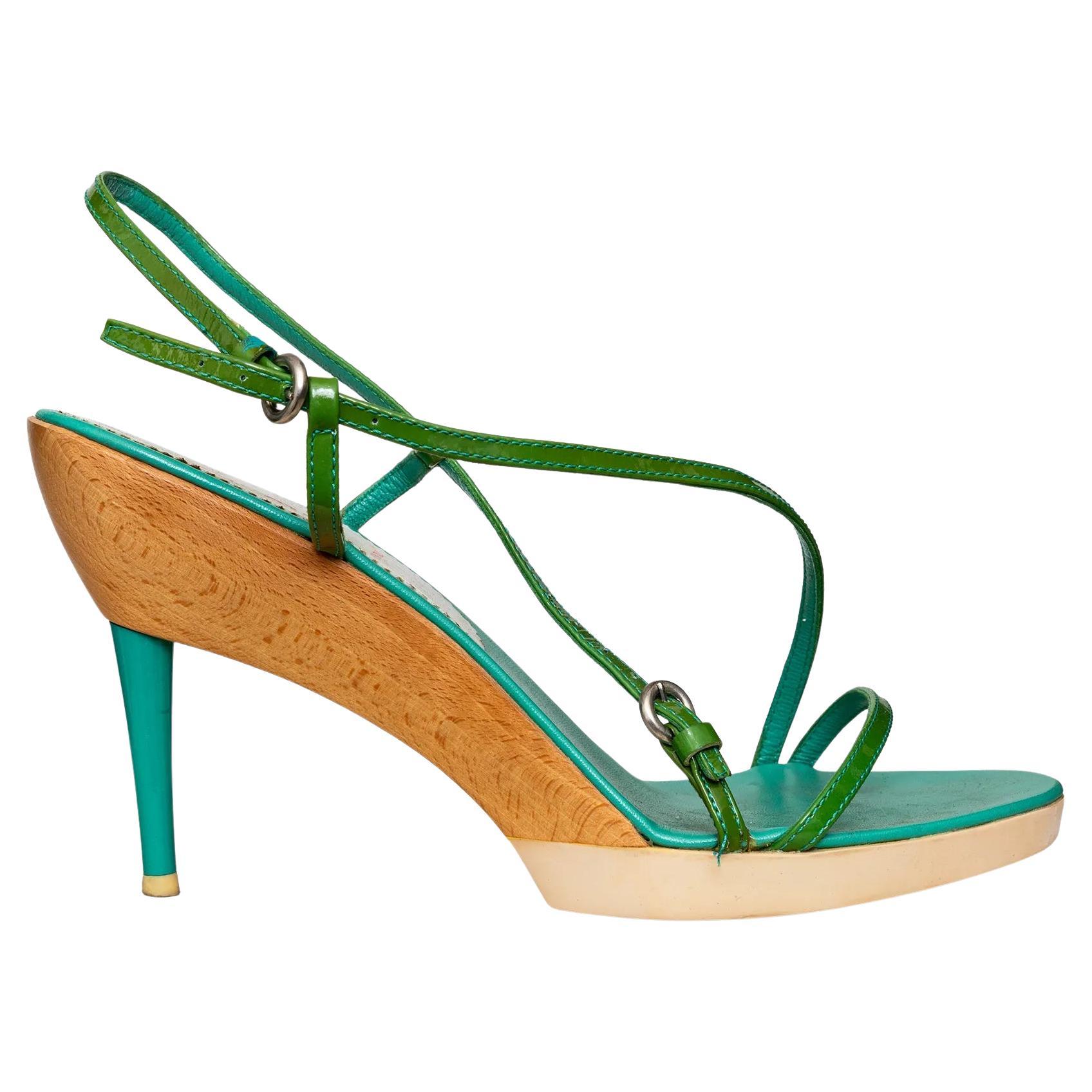 Talons à lanières en bois Miu Miu - années 00 en vente