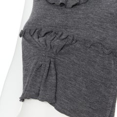 MIU MIU wool cashmere knit lettuce ruffle sleeveless crop vest top S