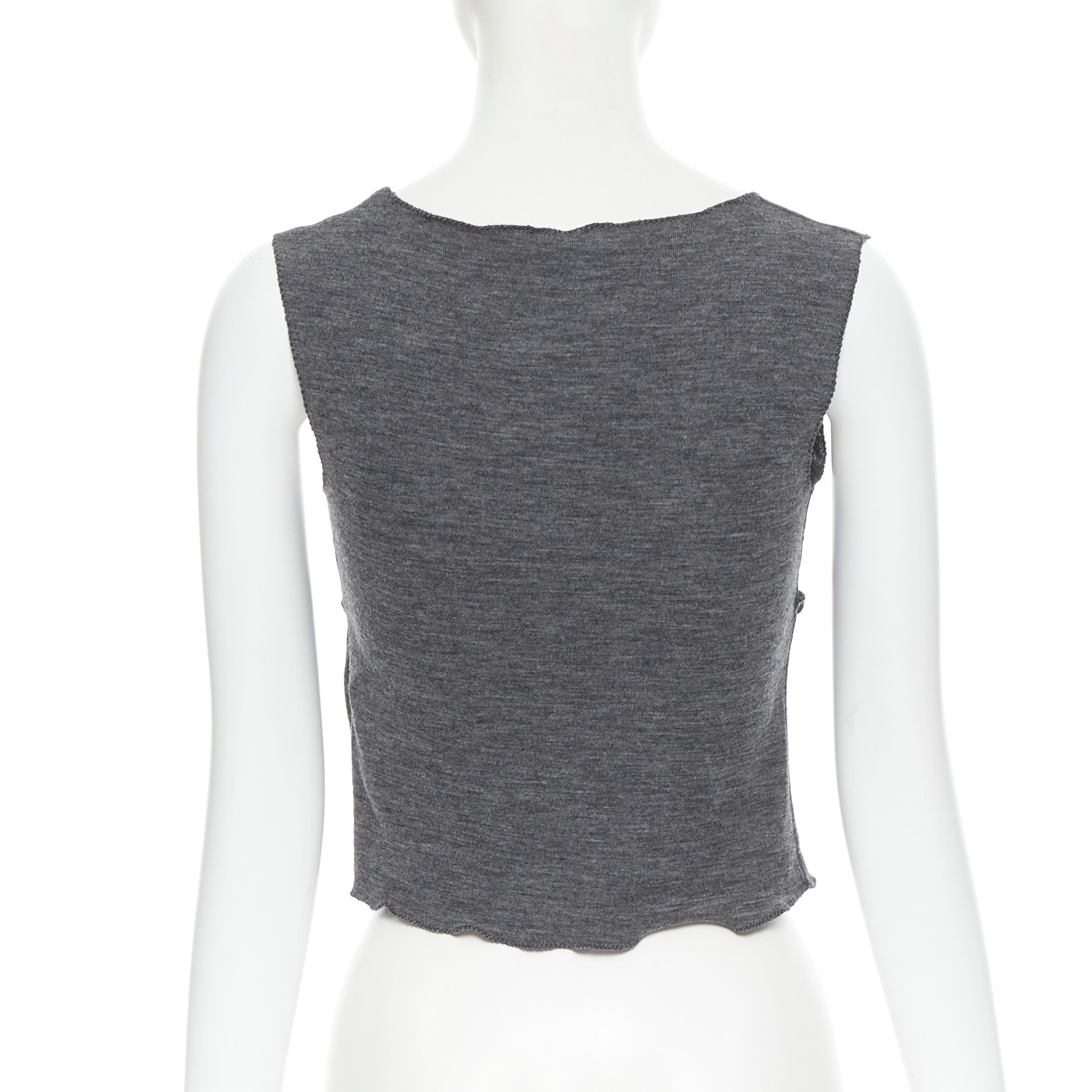 MIU MIU wool cashmere knit lettuce ruffle sleeveless crop vest top S In Excellent Condition In Hong Kong, NT