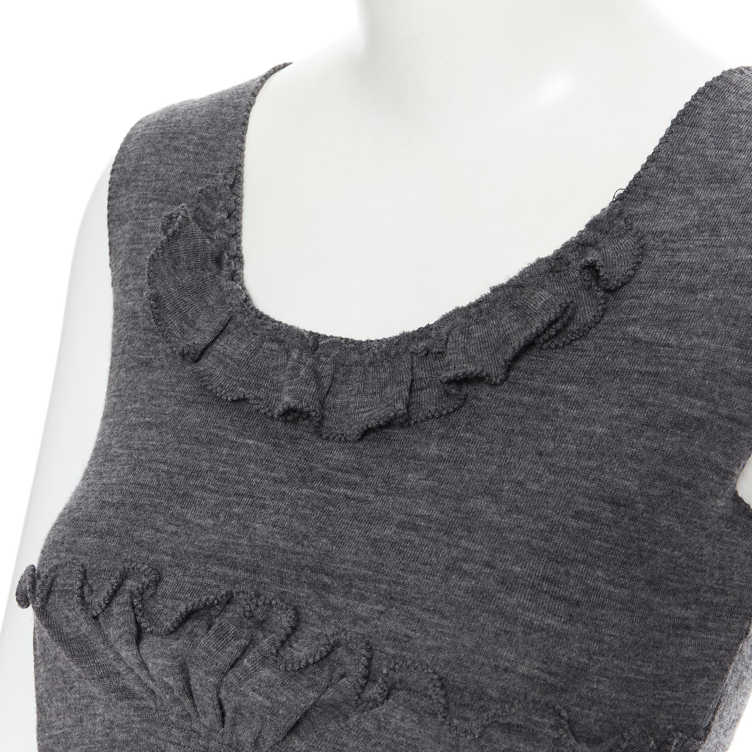 MIU MIU wool cashmere knit lettuce ruffle sleeveless crop vest top S 1