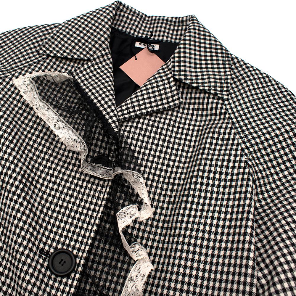  Miu Miu Wool & Mohair Gingham Coat with Lace Detail 38 In New Condition In London, GB