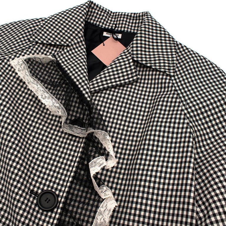 Miu Miu Wool and Mohair Gingham Coat with Lace Detail 38 at 1stDibs