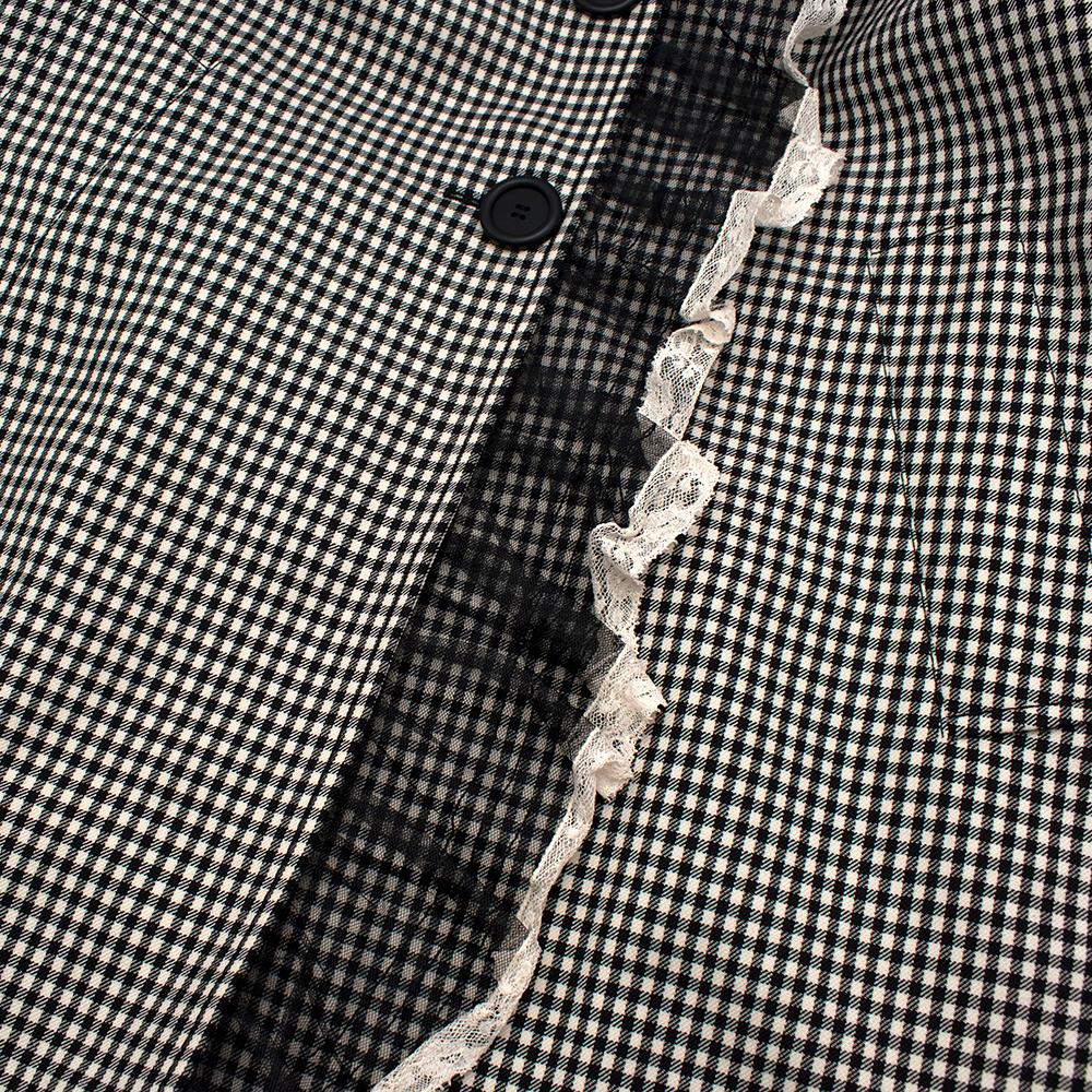  Miu Miu Wool & Mohair Gingham Coat with Lace Detail 38 1
