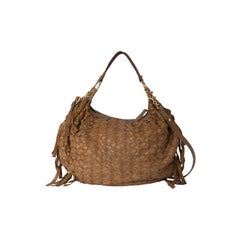 Miu Miu Woven Leather Fringe Hobo - '10s