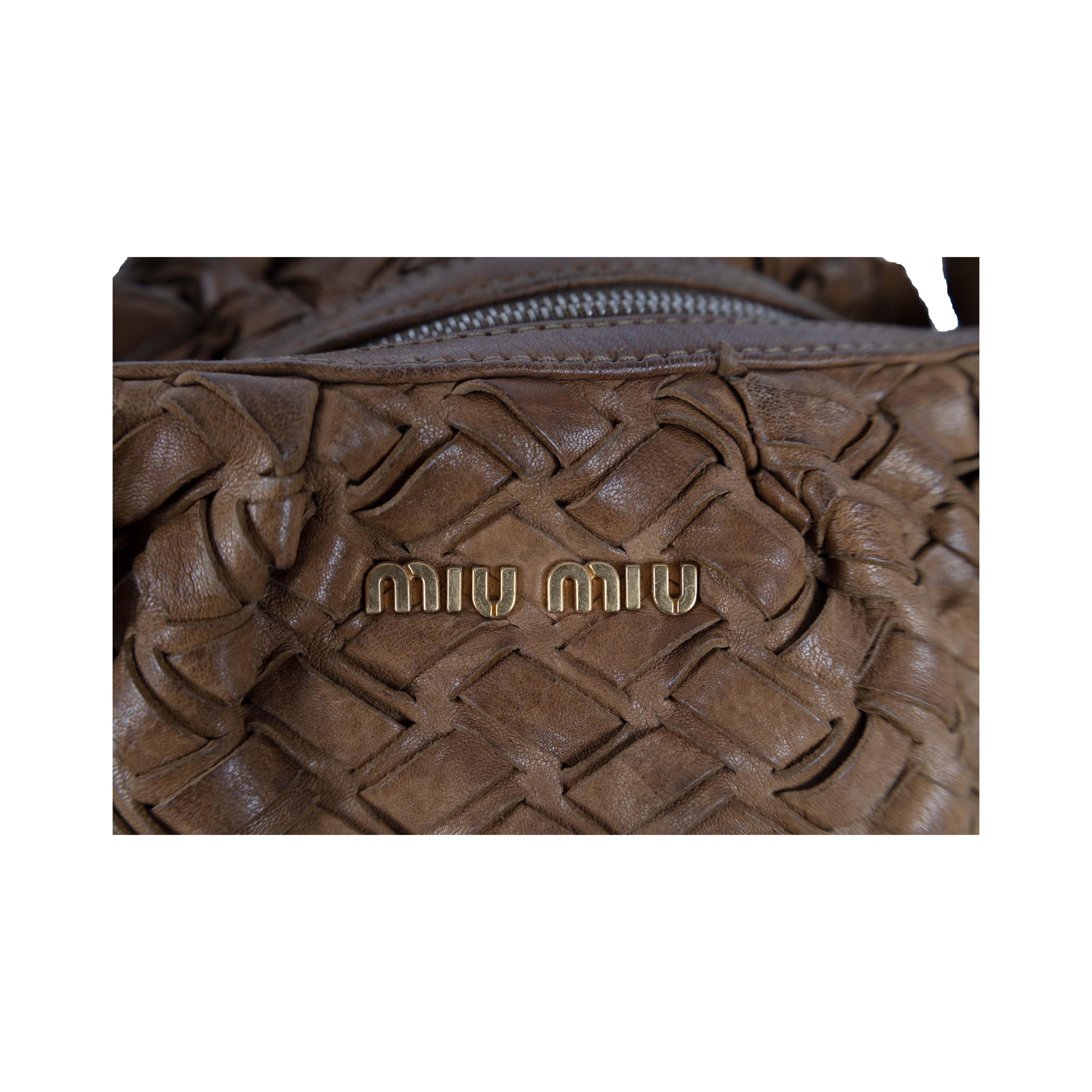 Miu Miu Woven Leather Fringe Hobo - '10s 1