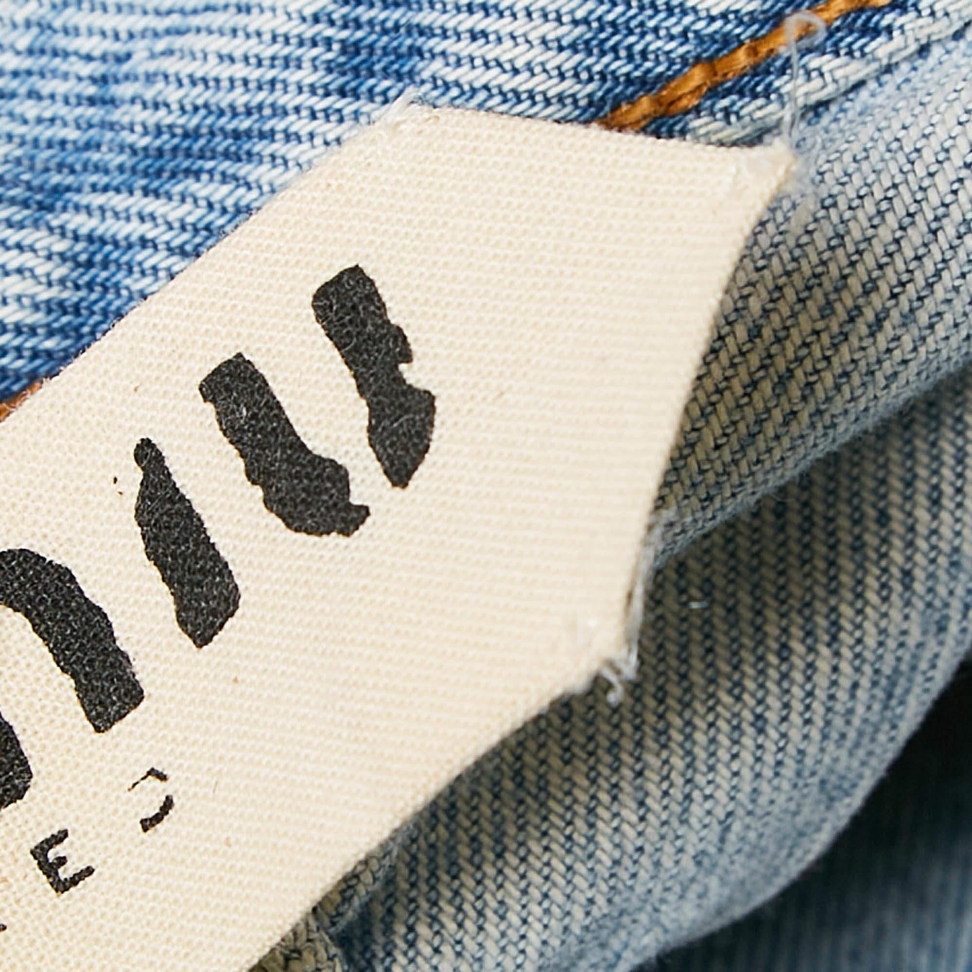 Women's Miu Miu X Levis Light Blue Crystal Satin Trim Denim Jeans M Waist 30