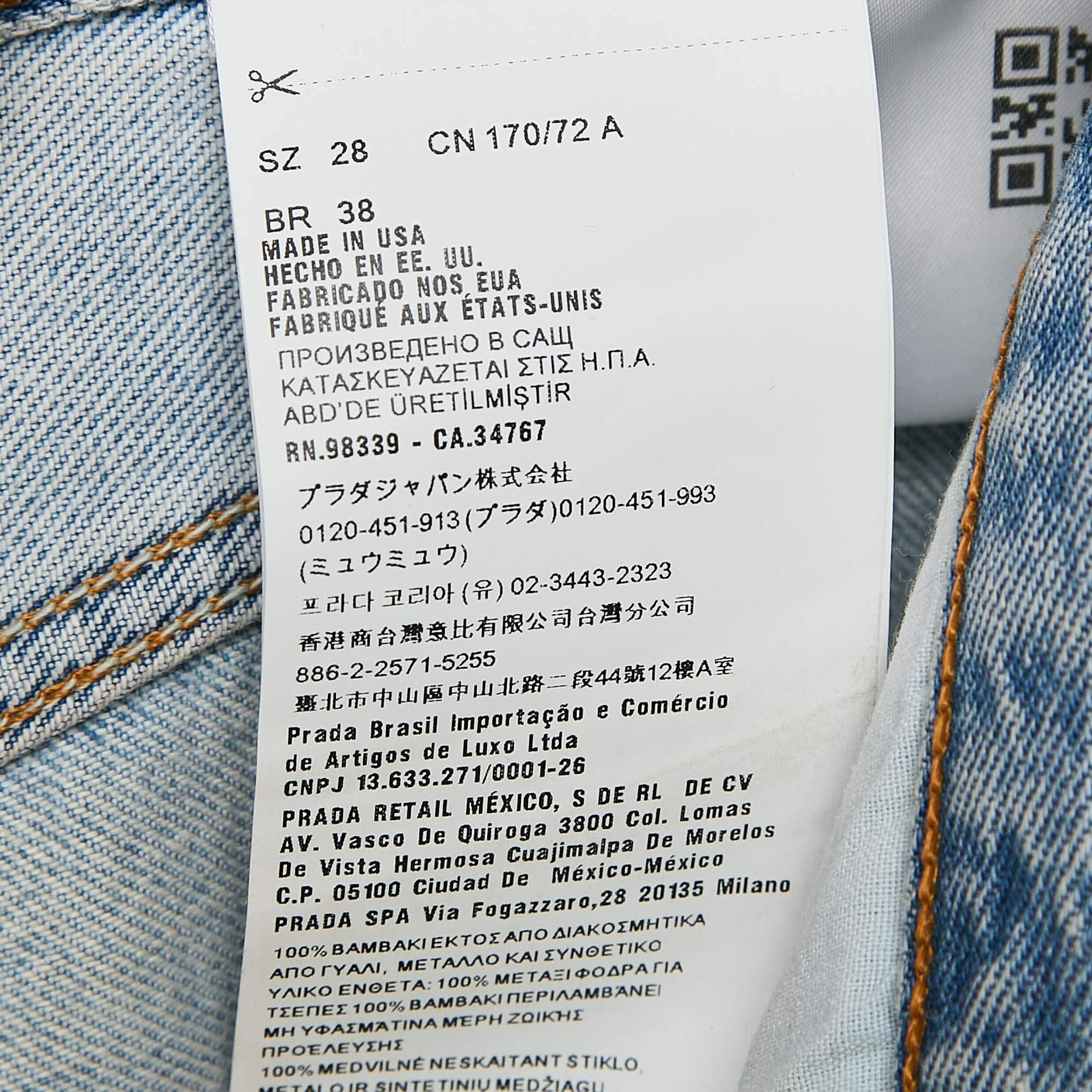Miu Miu X Levis Light Blue Crystal Satin Trim Denim Jeans M Waist 30