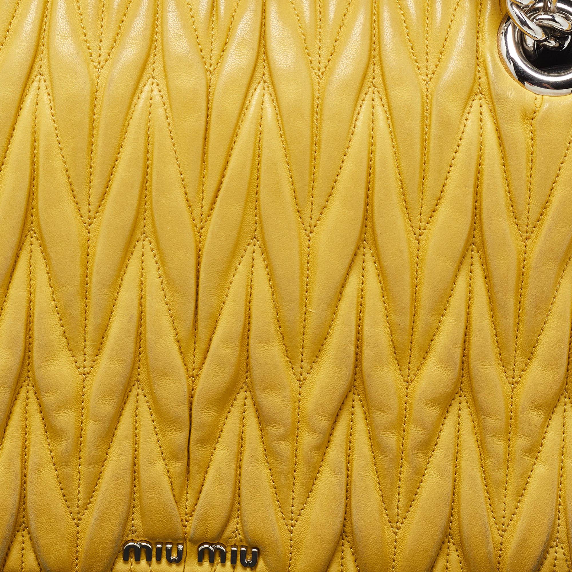 Women's Miu Miu Yellow/Black matelassé Leather Club Shoulder Bag