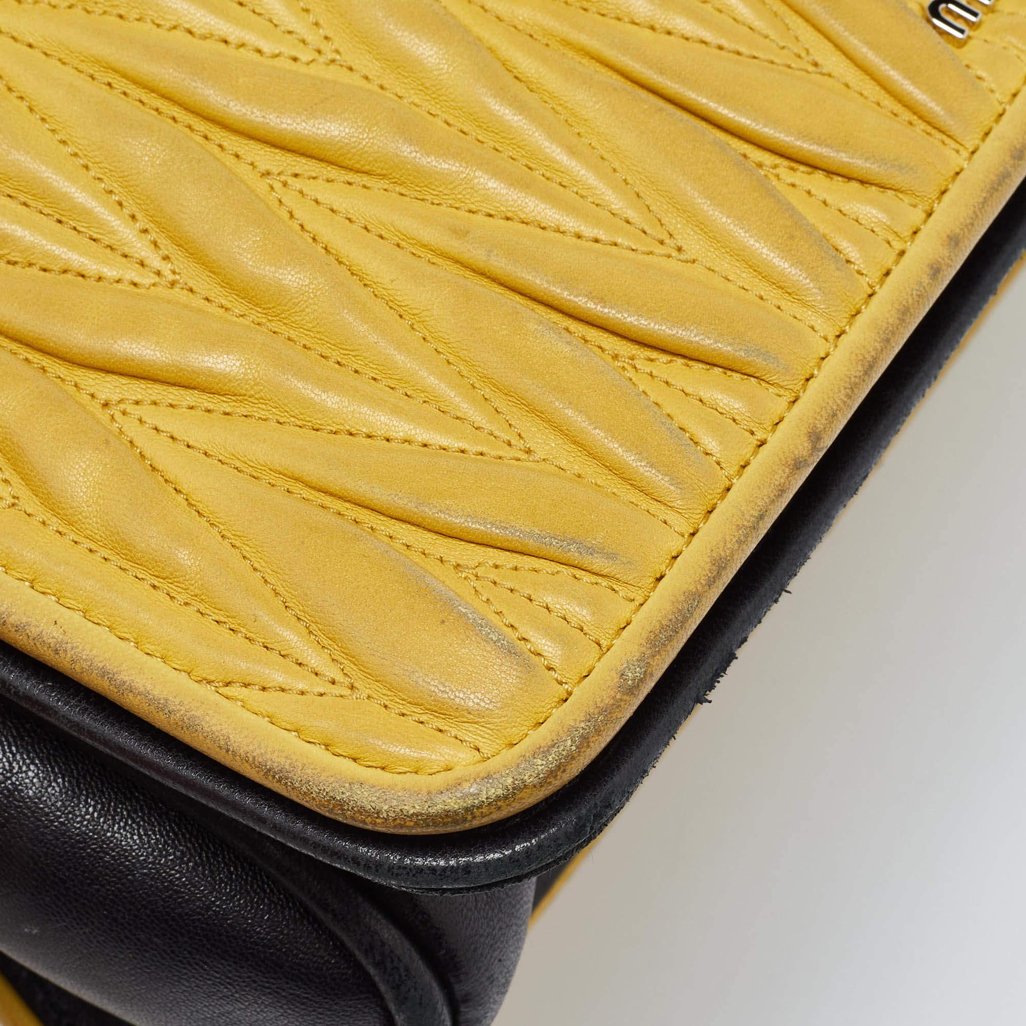 Miu Miu Yellow/Black matelassé Leather Club Shoulder Bag 1