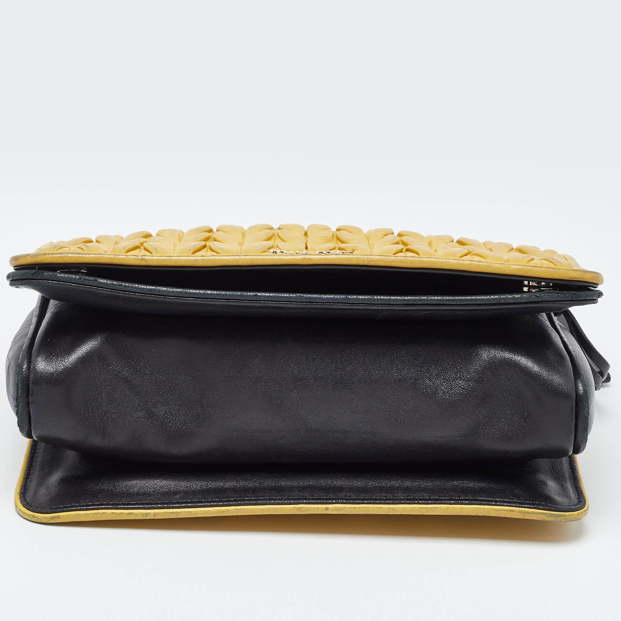 Miu Miu Yellow/Black matelassé Leather Club Shoulder Bag 2