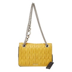 Used Miu Miu Yellow/Black matelassé Leather Club Shoulder Bag