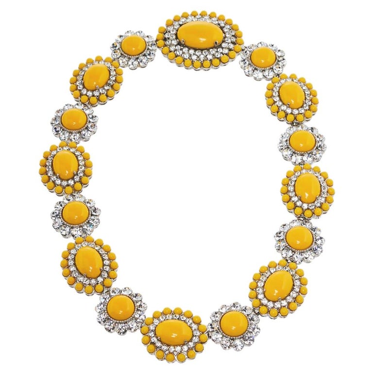 Miu Miu Yellow Crystal Embellished Floral Choker Necklace at 1stDibs | miu  miu crystal necklace, miu miu crystal choker, miu miu choker necklace
