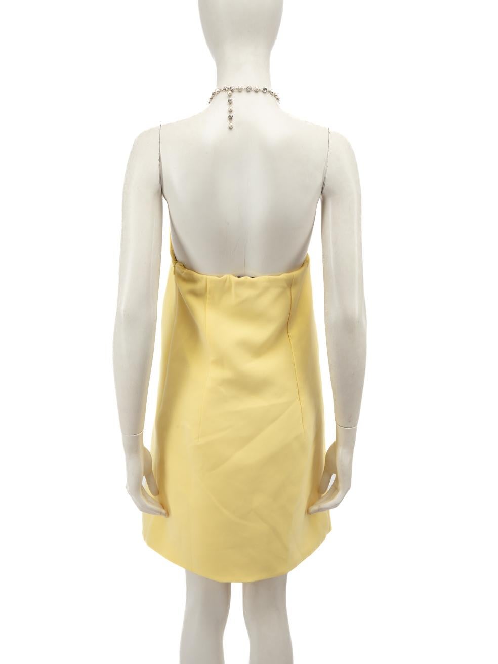 Miu Miu Yellow Embellished Necklace Mini Dress Size S In Good Condition In London, GB