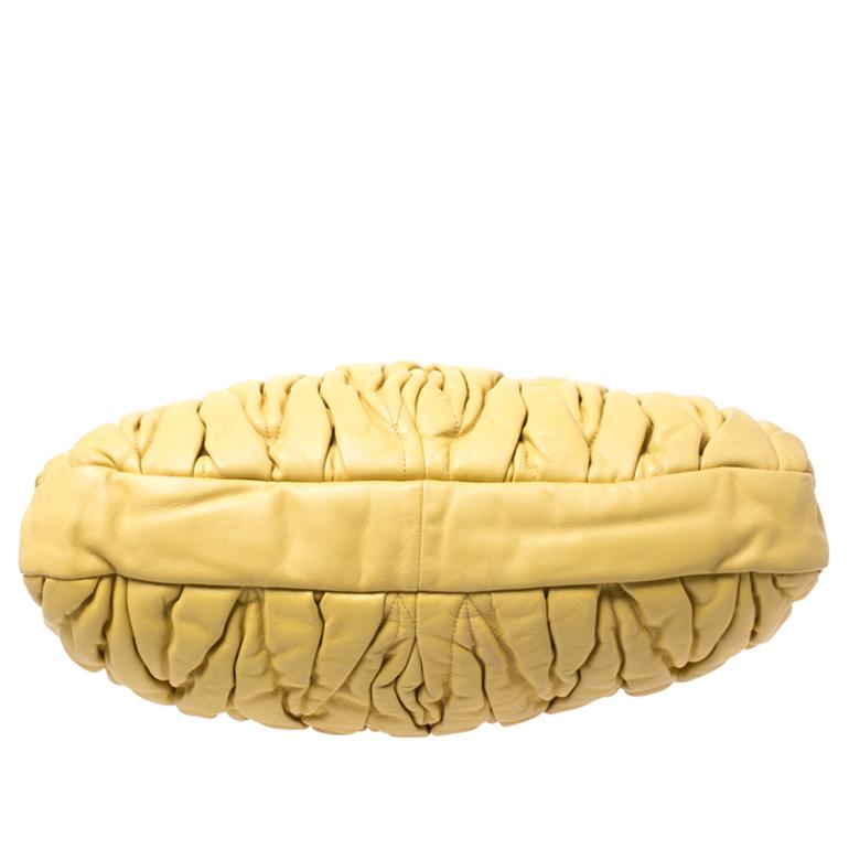 Miu Miu Yellow Matelasse Leather Coffer Hobo 1