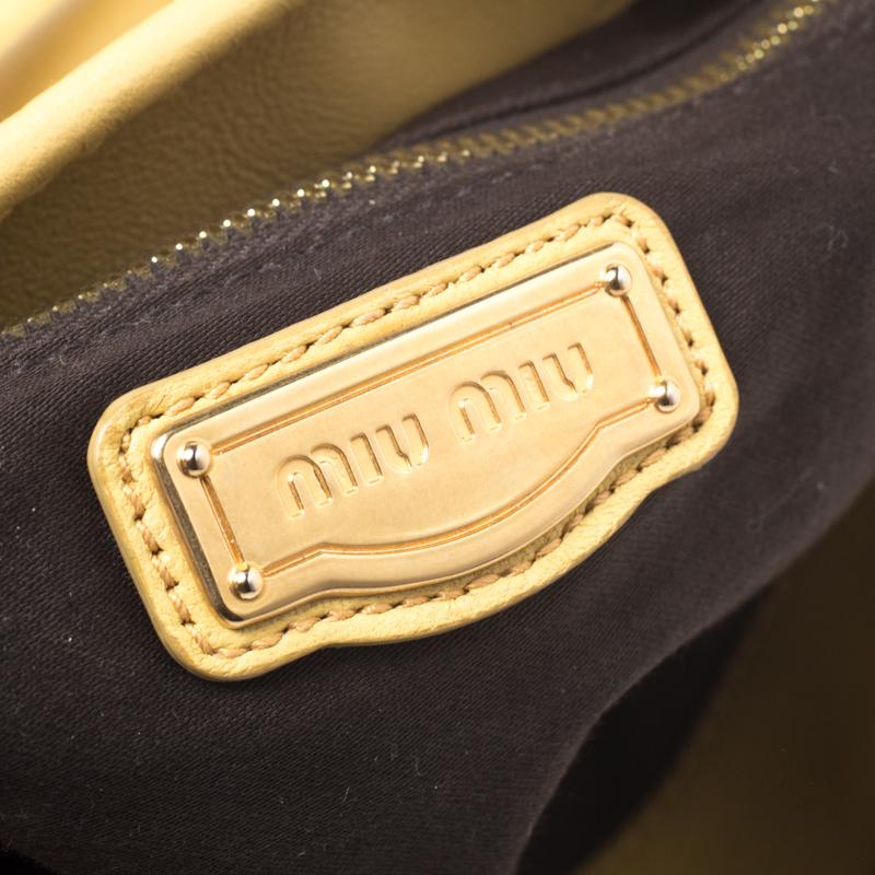 Miu Miu Yellow Matelasse Leather Coffer Hobo 2