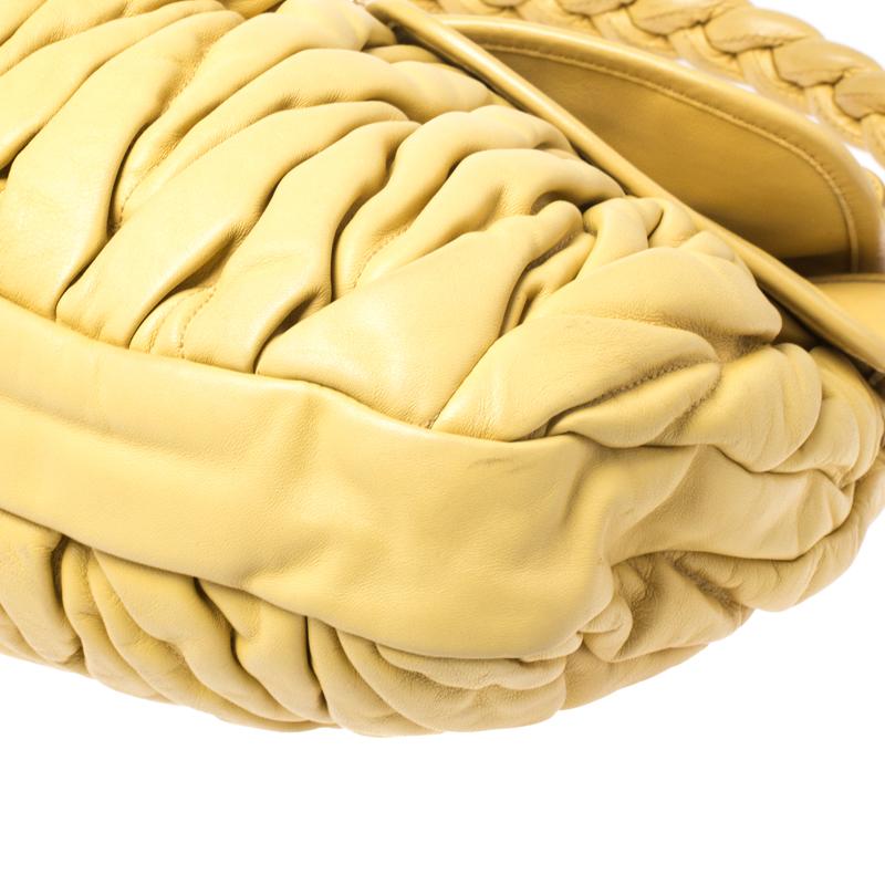Miu Miu Yellow Matelasse Leather Coffer Hobo 4