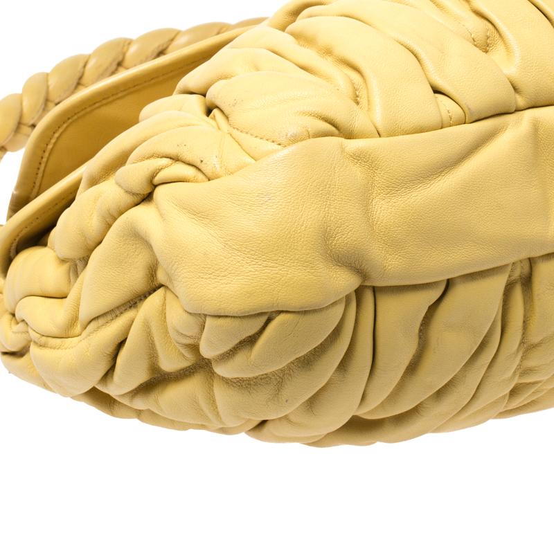 Miu Miu Yellow Matelasse Leather Coffer Hobo 5