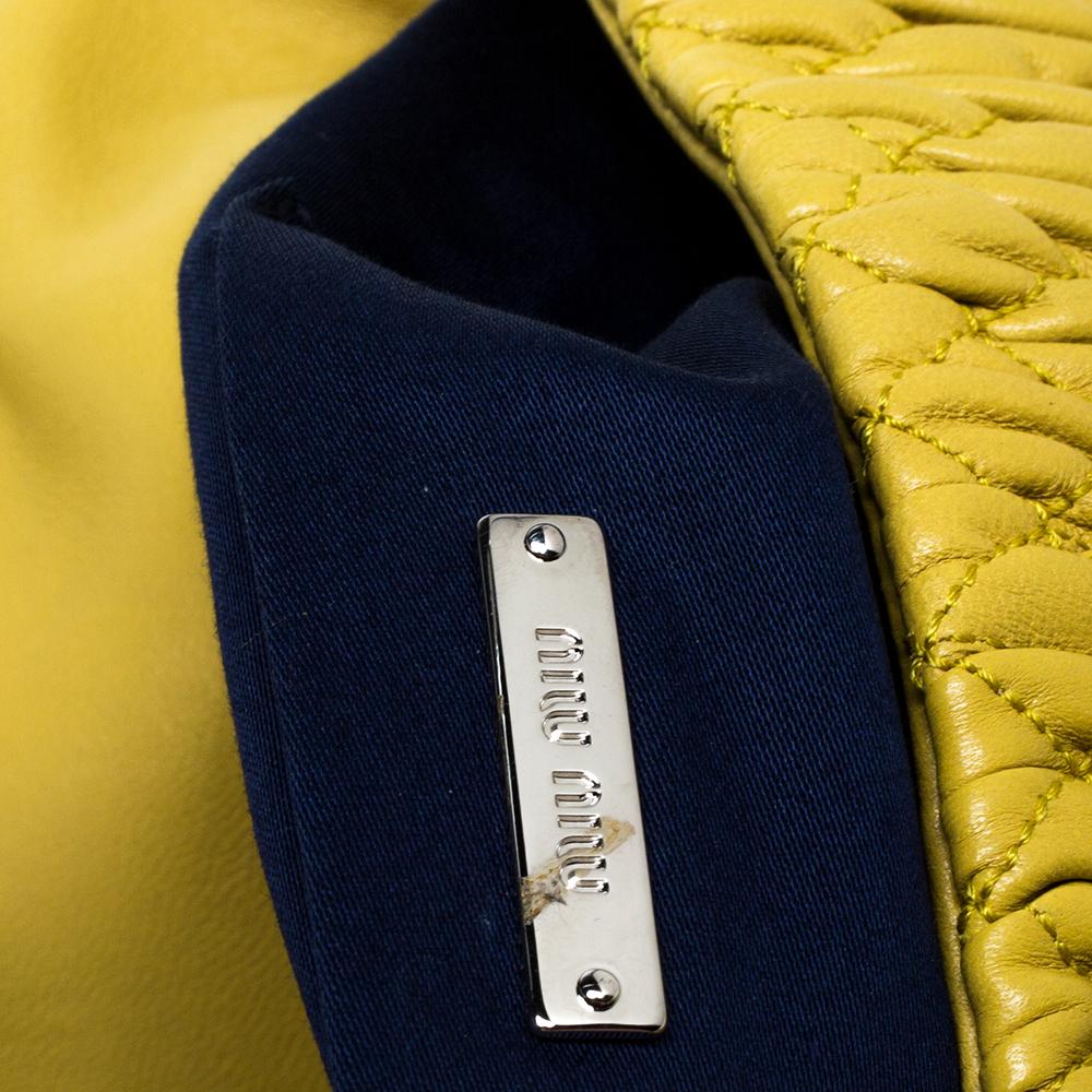 Miu Miu Yellow Matelasse Nappa Leather Crystal Shoulder Bag 3