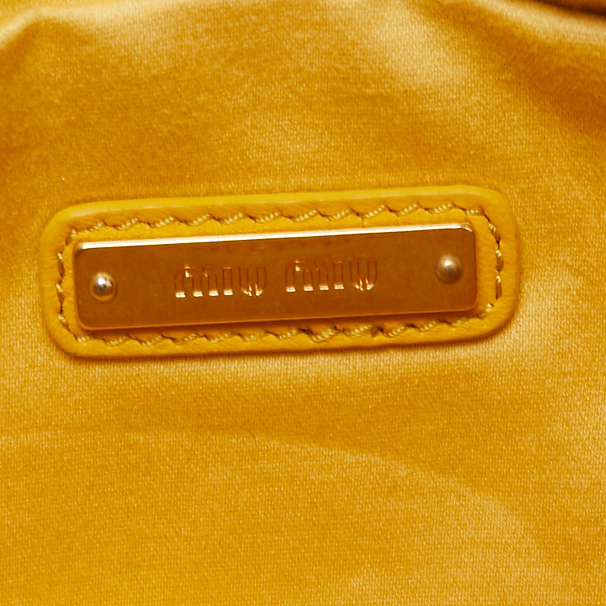 Miu Miu Yellow Matelassé Velvet Belt Bag 1
