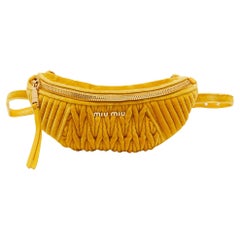 Miu Miu Yellow Matelassé Velvet Belt Bag