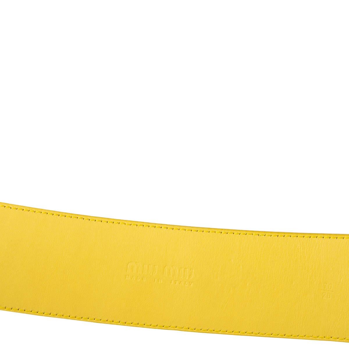 Yellow MIU MIU yellow patent leather WIDE WAIST Belt 70 For Sale