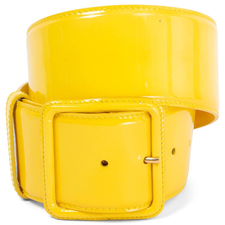 MIU MIU yellow patent leather WIDE WAIST Belt 70 For Sale