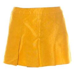 Miu Gelber Taft Box Falten-Minirock S