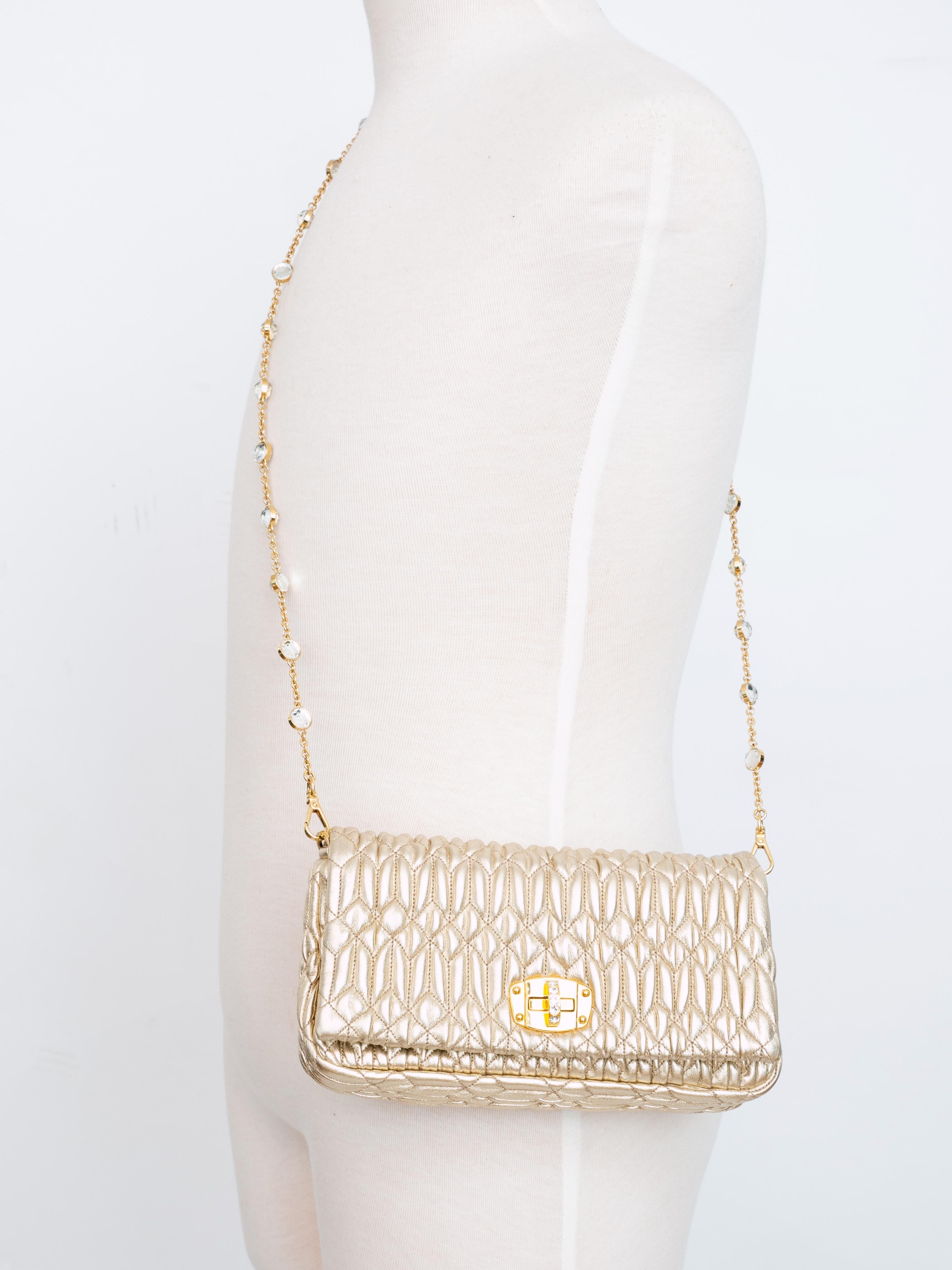Miu Mu Cloquet Nappa Leather Shoulder Evening Bag 7