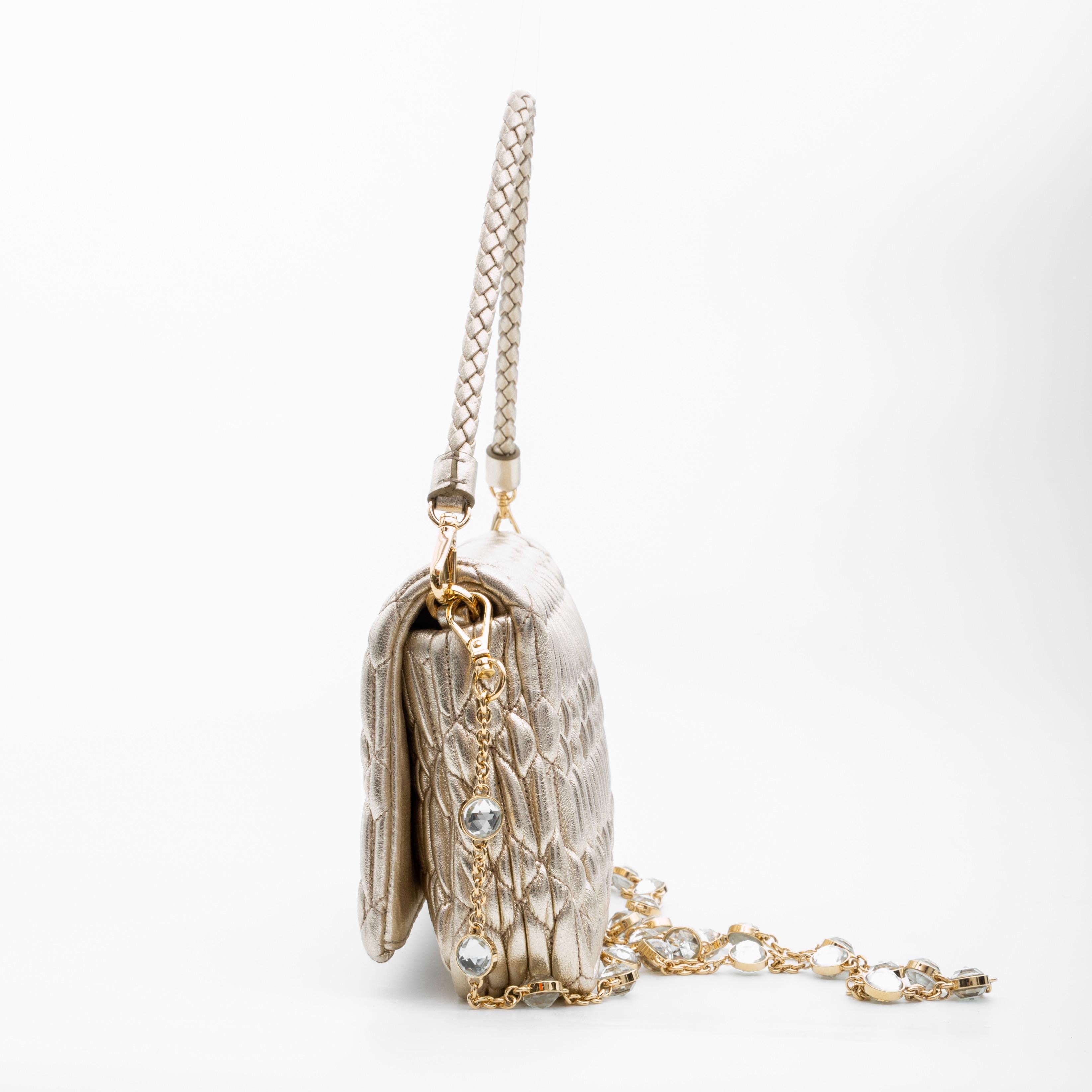 Beige Miu Mu Cloquet Nappa Leather Shoulder Evening Bag