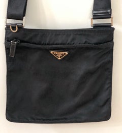 Miuccia Prada Black Nylon Cross Body  / Shoulder Tessuto Medium Messenger Bag