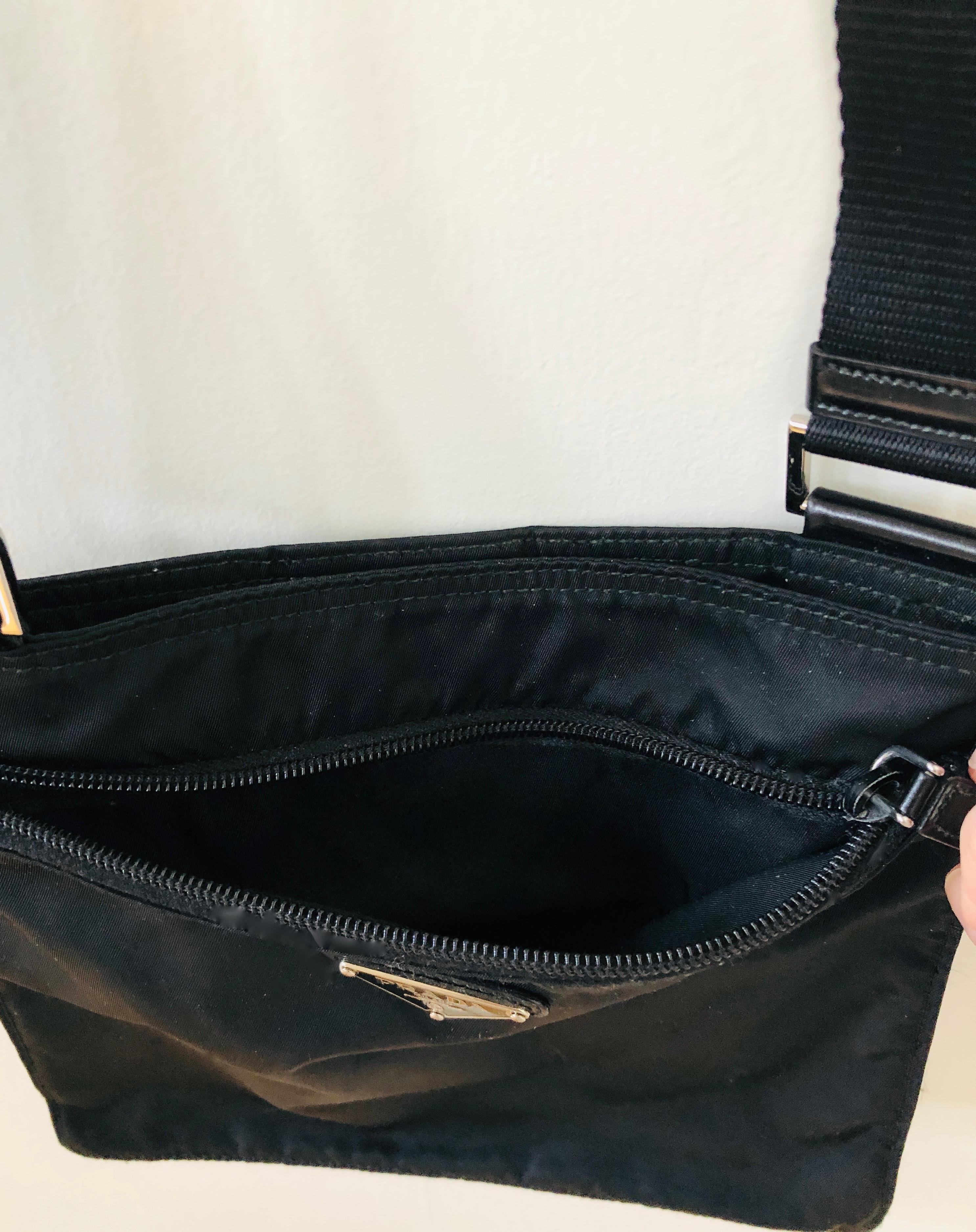 Women's or Men's Miuccia Prada Black Nylon Cross Body  / Shoulder Tessuto Medium Messenger Bag  For Sale