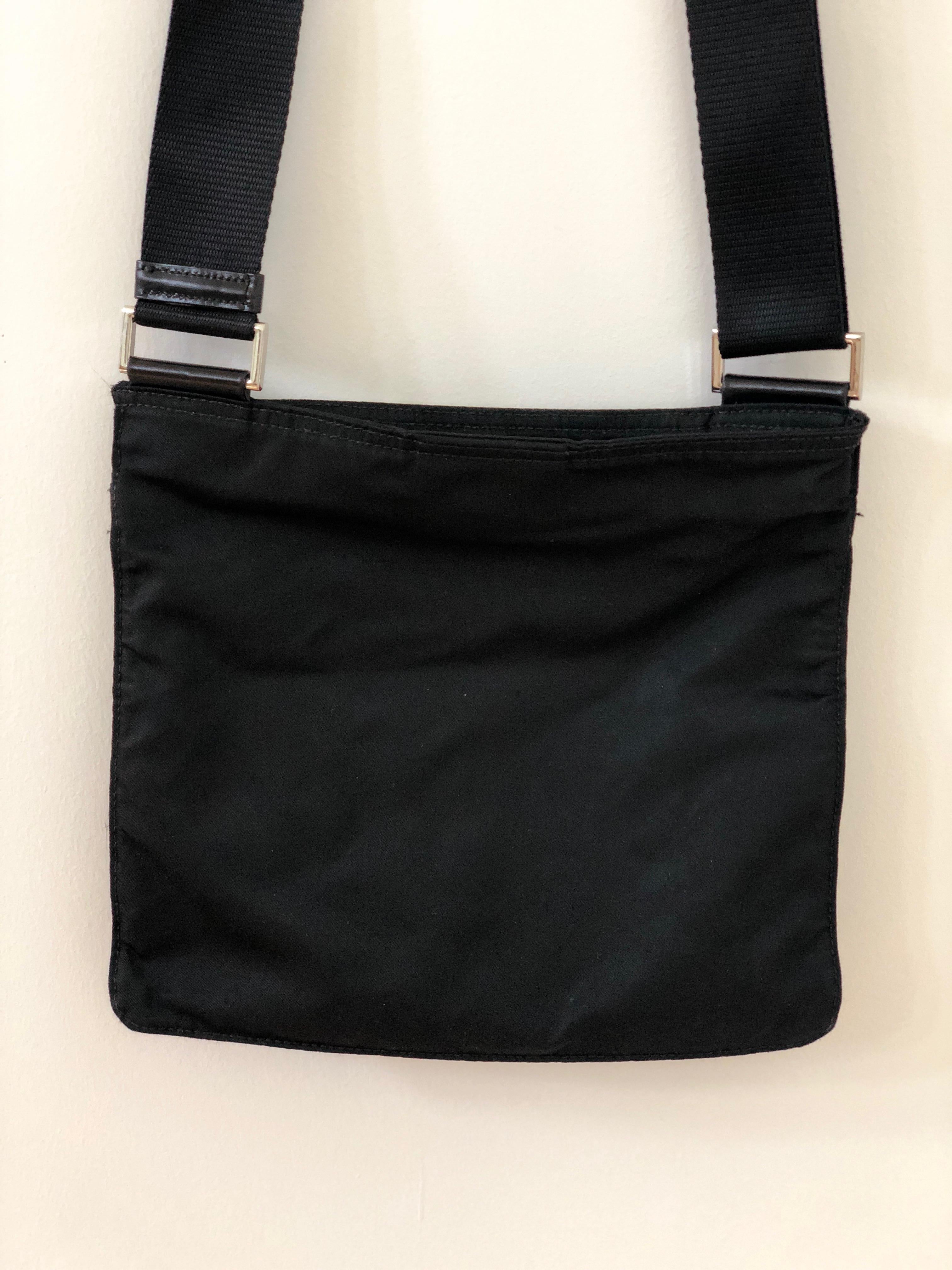 Miuccia Prada Black Nylon Cross Body  / Shoulder Tessuto Medium Messenger Bag  For Sale 3