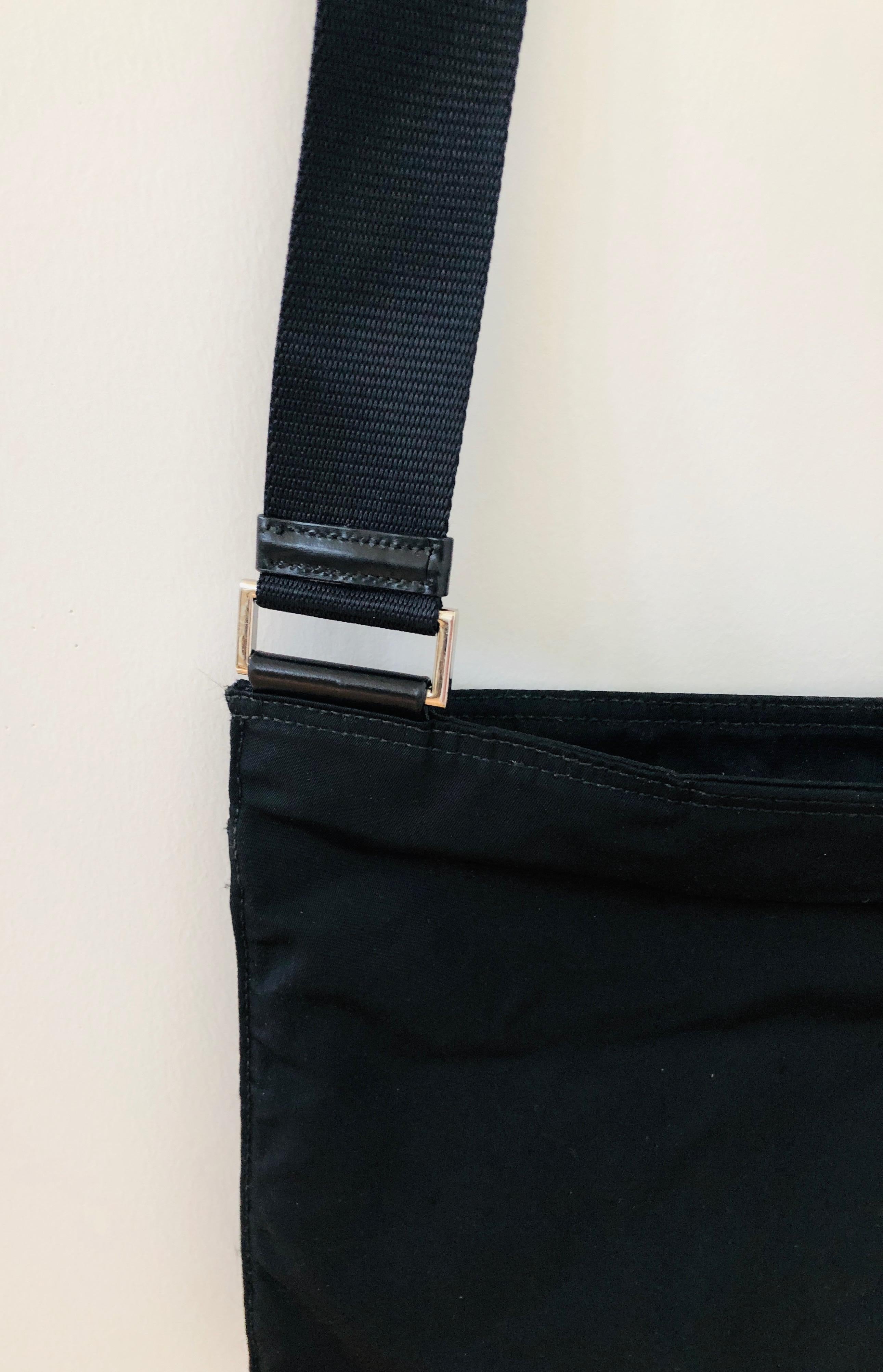 Miuccia Prada Black Nylon Cross Body  / Shoulder Tessuto Medium Messenger Bag  For Sale 4