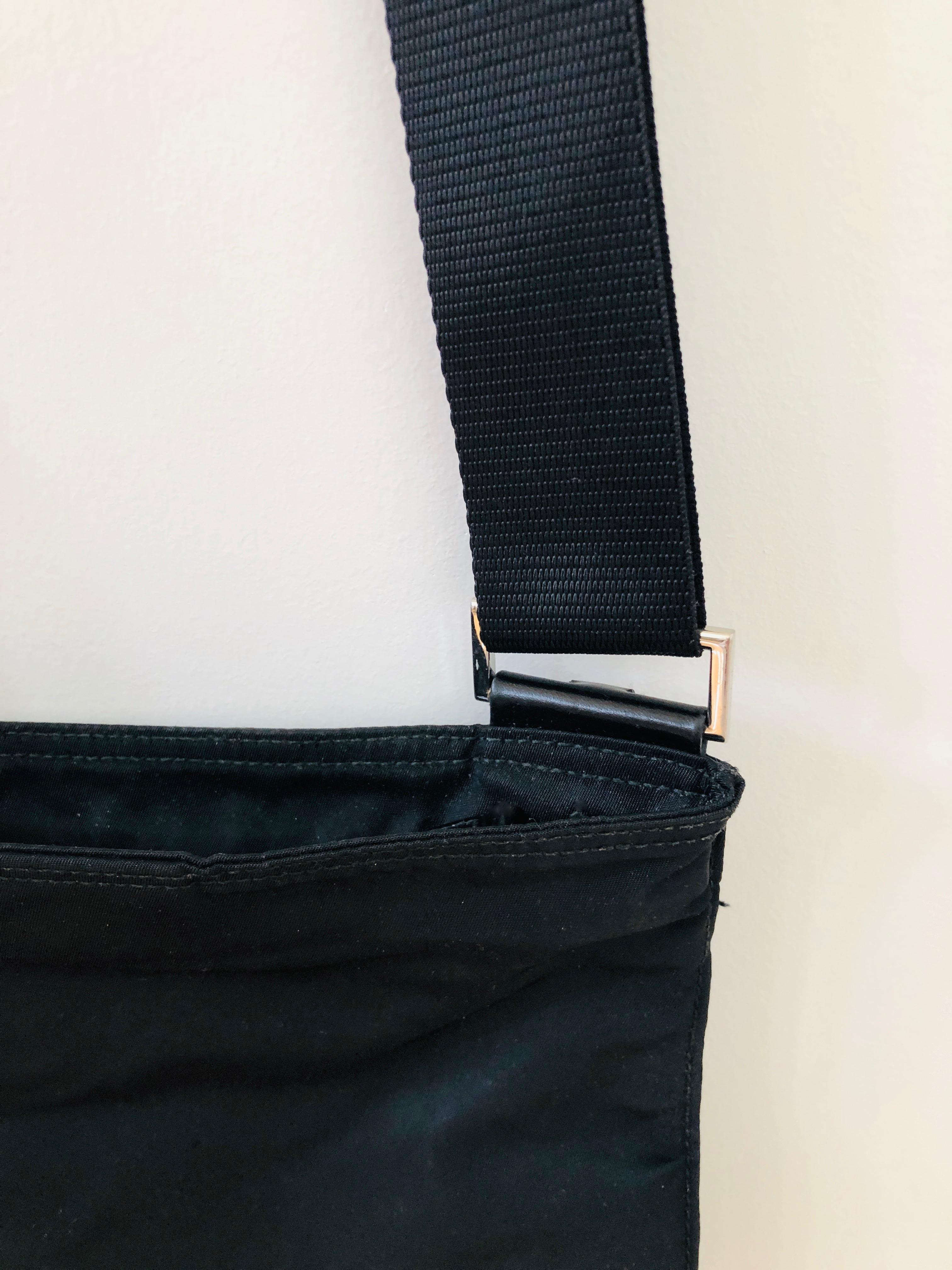 Miuccia Prada Black Nylon Cross Body  / Shoulder Tessuto Medium Messenger Bag  For Sale 5